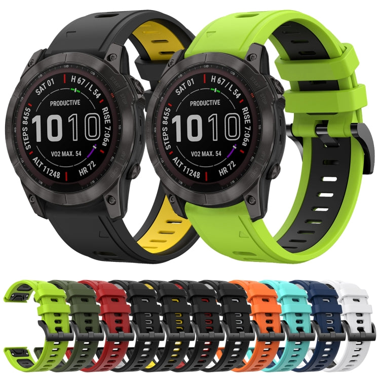For Garmin Fenix 7X Solar 26mm Two-Color Sports Silicone Watch Band(Red+Black) - Watch Bands by buy2fix | Online Shopping UK | buy2fix