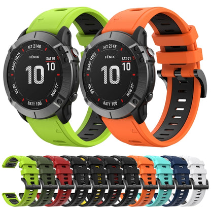 For Garmin Fenix 6X Pro 26mm Two-Color Sports Silicone Watch Band(Mint Green + Blue) - Watch Bands by buy2fix | Online Shopping UK | buy2fix