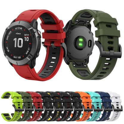 For Garmin Fenix 6X Sapphire 26mm Two-Color Sports Silicone Watch Band(Orange+Black) - Watch Bands by buy2fix | Online Shopping UK | buy2fix