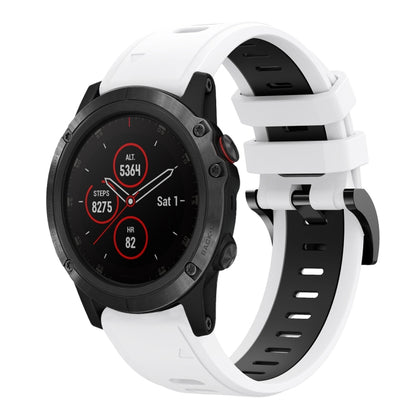 For Garmin Fenix 5X Plus 26mm Two-Color Sports Silicone Watch Band(White+Black) by buy2fix