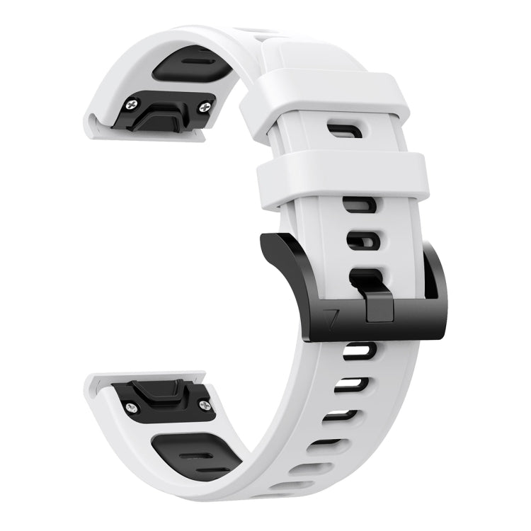 For Garmin Fenix 5X Plus 26mm Two-Color Sports Silicone Watch Band(White+Black) by buy2fix