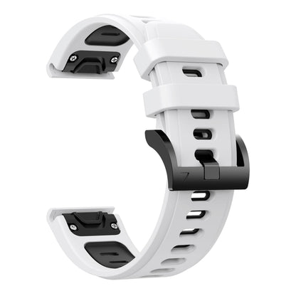 For Garmin Fenix 5X Plus 26mm Two-Color Sports Silicone Watch Band(White+Black) by buy2fix