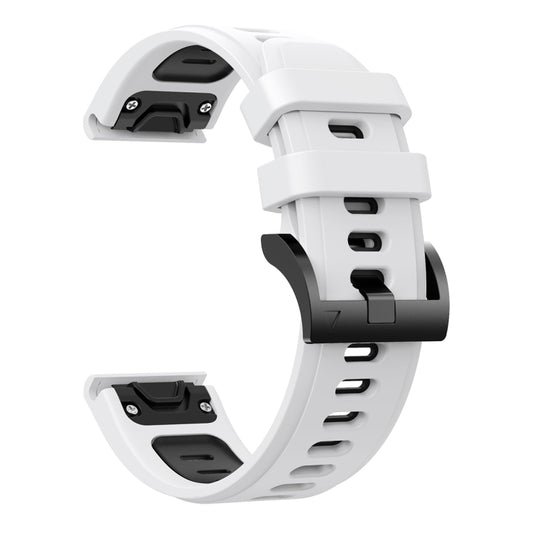 For Garmin Fenix 5X Plus 26mm Two-Color Sports Silicone Watch Band(White+Black) - Watch Bands by buy2fix | Online Shopping UK | buy2fix