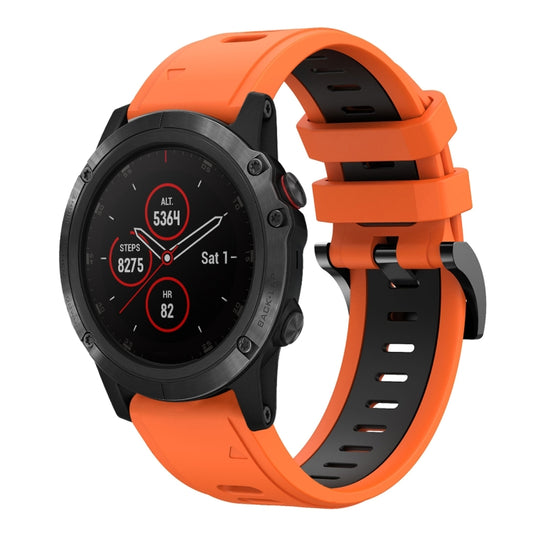 For Garmin Fenix 5X Plus 26mm Two-Color Sports Silicone Watch Band(Orange+Black) - Watch Bands by buy2fix | Online Shopping UK | buy2fix