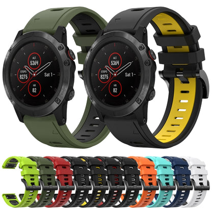 For Garmin Fenix 5X Plus 26mm Two-Color Sports Silicone Watch Band(White+Black) by buy2fix