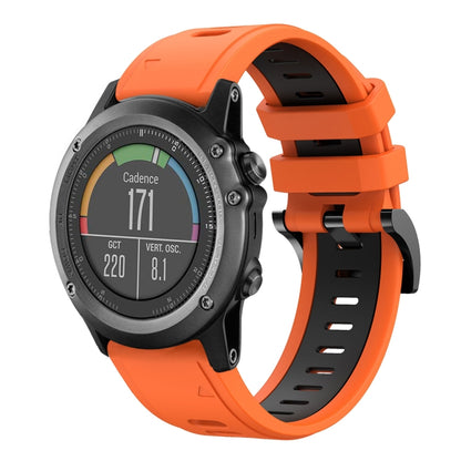 For Garmin Fenix 3 26mm Two-Color Sports Silicone Watch Band(Orange+Black) - Watch Bands by buy2fix | Online Shopping UK | buy2fix