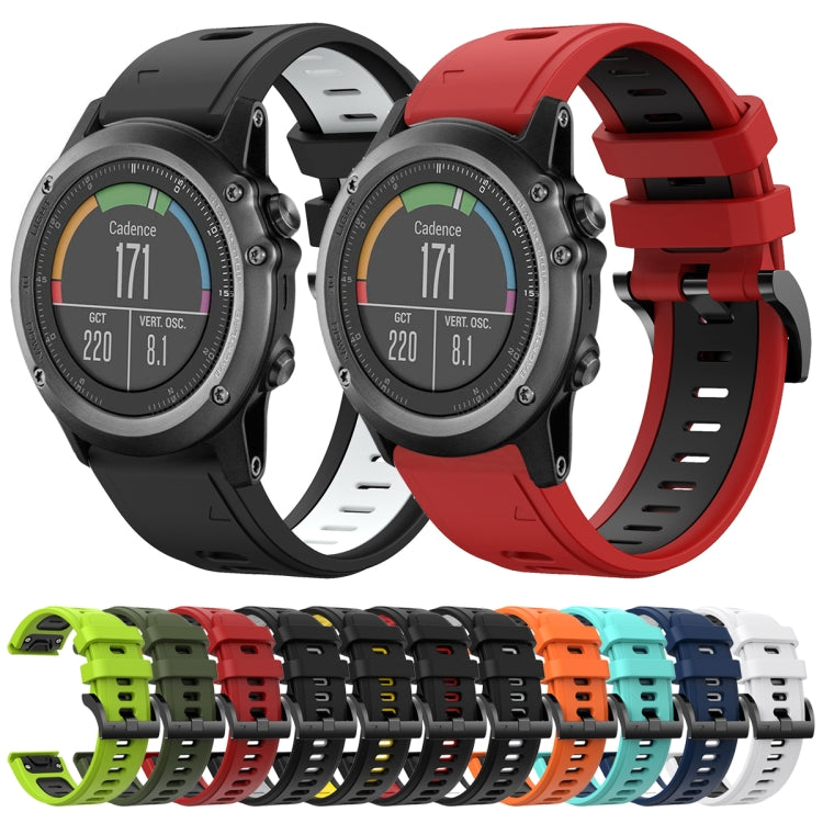 For Garmin Fenix 3 26mm Two-Color Sports Silicone Watch Band(Orange+Black) - Watch Bands by buy2fix | Online Shopping UK | buy2fix