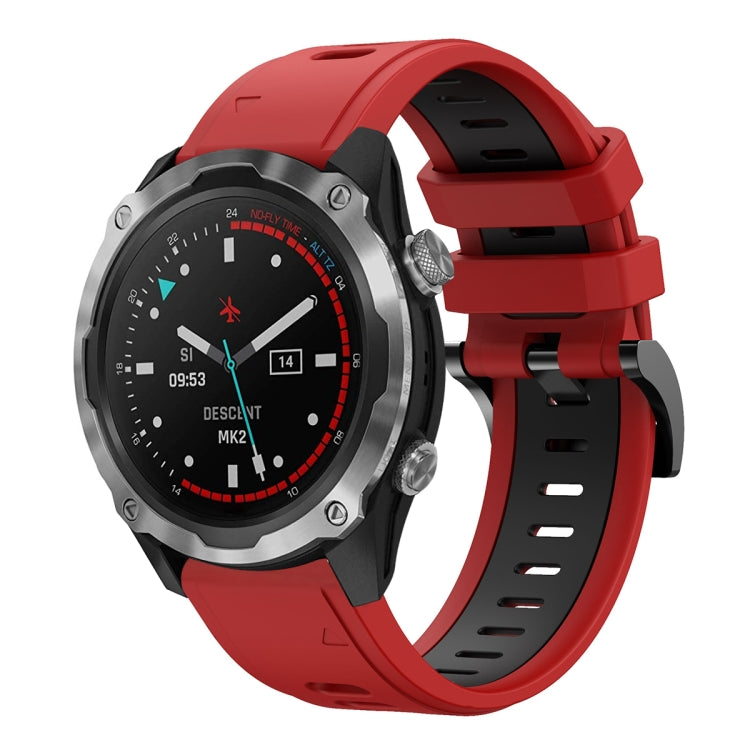 For Garmin Descent MK 2 26mm Two-Color Sports Silicone Watch Band(Red+Black) - Watch Bands by buy2fix | Online Shopping UK | buy2fix