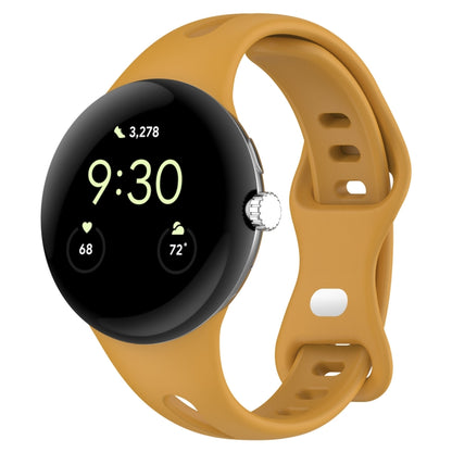 For Google Pixel Watch Water Drop Slimming Butterfly Button Solid Silicone Band(Yellow) - Watch Bands by buy2fix | Online Shopping UK | buy2fix