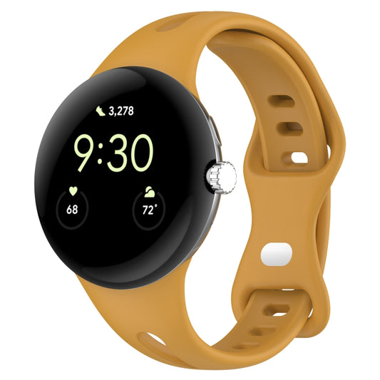 For Google Pixel Watch Water Drop Slimming Butterfly Button Solid Silicone Band(Yellow) - Watch Bands by buy2fix | Online Shopping UK | buy2fix