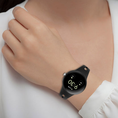 For Google Pixel Watch Water Drop Slimming Butterfly Button Solid Silicone Band(Yellow) - Watch Bands by buy2fix | Online Shopping UK | buy2fix