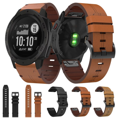 For Garmin Instinct 22mm Leather Steel Buckle Watch Band(Black) by buy2fix