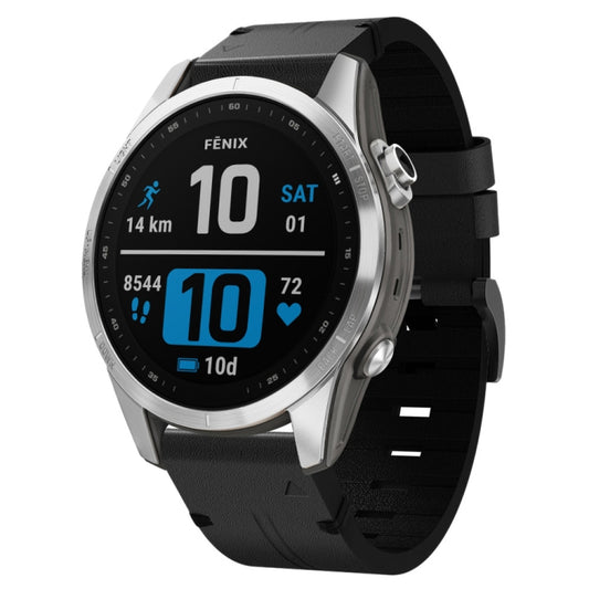 For Garmin Fenix 7S 20mm Leather Steel Buckle Watch Band(Black) - Watch Bands by buy2fix | Online Shopping UK | buy2fix
