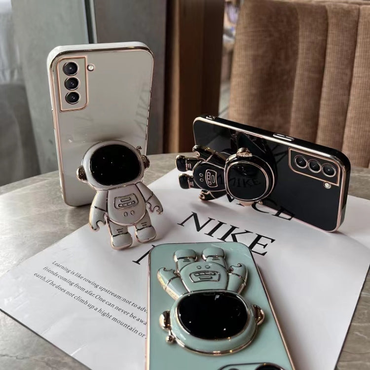 For Samsung Galaxy S20 FE Plating Astronaut Holder Phone Case(Black) by buy2fix