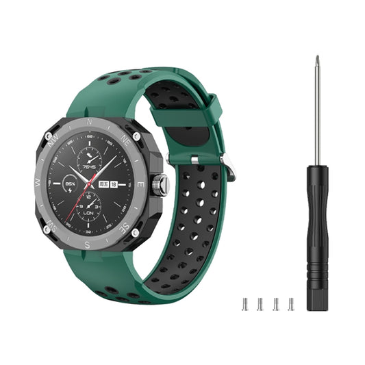 For Huawei Watch GT Cyber Two-Color Breathable Watch Band(Green+Black) by buy2fix