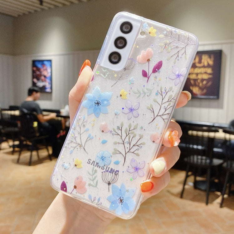 For Samsung Galaxy S20 FE Fresh Small Floral Epoxy TPU Phone Case(Blue Flowers 5) by buy2fix