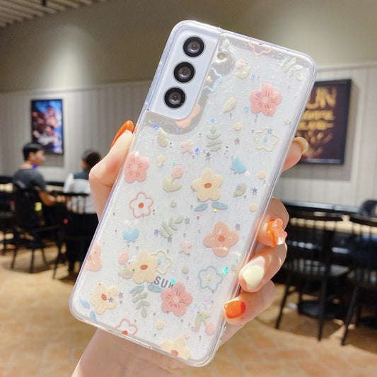 For Samsung Galaxy S21 FE 5G Fresh Small Floral Epoxy TPU Phone Case(Hand-painted Flowers 2) by buy2fix