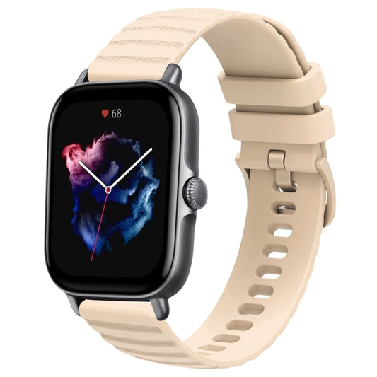 For Amazfit GTS 3 20mm Wavy Dot Pattern Solid Color Silicone Watch Band(Beige) - Watch Bands by buy2fix | Online Shopping UK | buy2fix