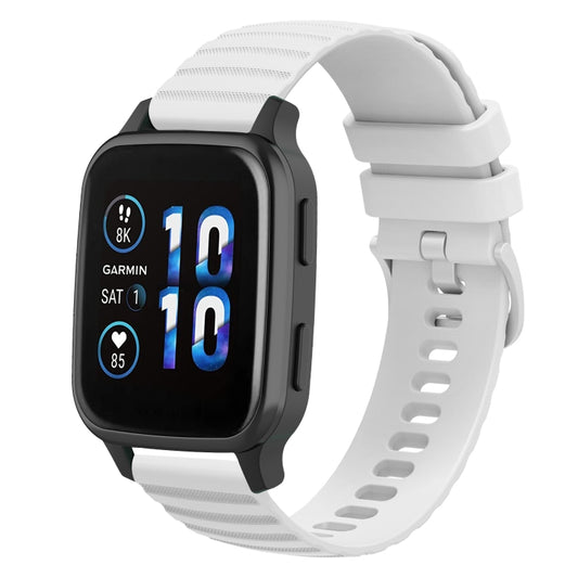 For Garmin Forerunner Sq2 Music 20mm Wavy Dot Pattern Solid Color Silicone Watch Band(White) - Watch Bands by buy2fix | Online Shopping UK | buy2fix