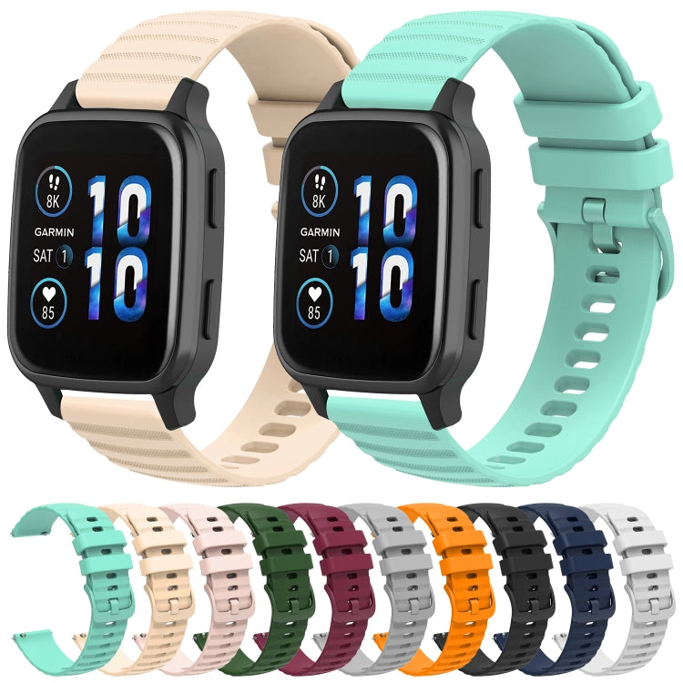 For Garmin Forerunner Sq2 Music 20mm Wavy Dot Pattern Solid Color Silicone Watch Band(Black) - Watch Bands by buy2fix | Online Shopping UK | buy2fix