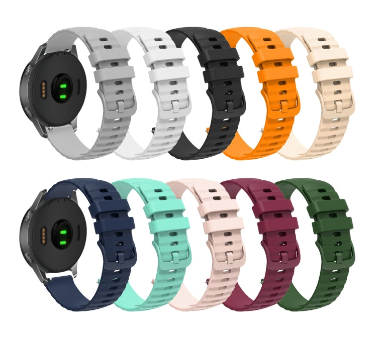 For Garmin Forerunner Sq2 Music 20mm Wavy Dot Pattern Solid Color Silicone Watch Band(Black) - Watch Bands by buy2fix | Online Shopping UK | buy2fix