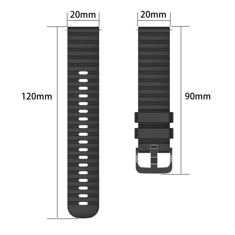 For Garmin Forerunner Sq2 Music 20mm Wavy Dot Pattern Solid Color Silicone Watch Band(Black) - Watch Bands by buy2fix | Online Shopping UK | buy2fix