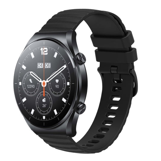 For Xiaomi MI Watch S1 22mm Wavy Dot Pattern Solid Color Silicone Watch Band(Black) - Watch Bands by buy2fix | Online Shopping UK | buy2fix