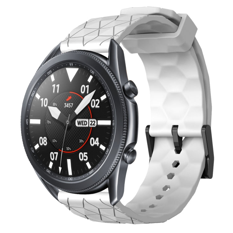 For Samsung Galaxy Watch3 45mm 22mm Football Pattern Solid Color Silicone Watch Band(White) - Watch Bands by buy2fix | Online Shopping UK | buy2fix