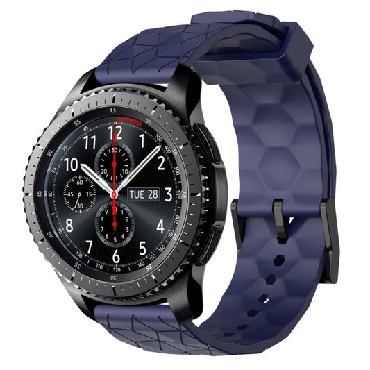 For Samsung Gear S3 Frontier 22mm Football Pattern Solid Color Silicone Watch Band(Navy Blue) - Watch Bands by buy2fix | Online Shopping UK | buy2fix