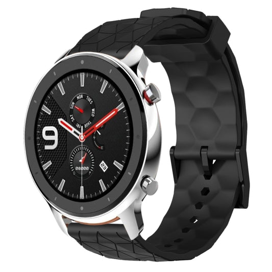 For Amazfit GTR 4 22mm Football Pattern Solid Color Silicone Watch Band(Black) - Watch Bands by buy2fix | Online Shopping UK | buy2fix