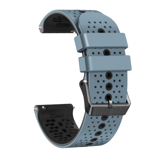 For Garmin Forerunner 255 music 22mm Perforated Two-Color Silicone Watch Band(Blue+Black) - Watch Bands by buy2fix | Online Shopping UK | buy2fix