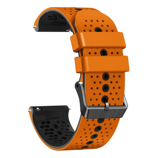 For Garmin Venu 2 22mm Perforated Two-Color Silicone Watch Band(Orange+Black) - Watch Bands by buy2fix | Online Shopping UK | buy2fix