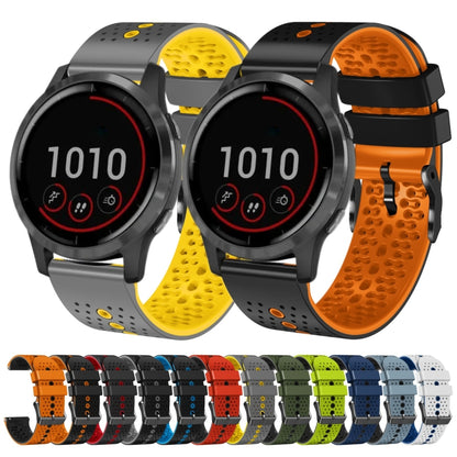 For Garmin vivoactive 4 22mm Perforated Two-Color Silicone Watch Band(Orange+Black) by buy2fix