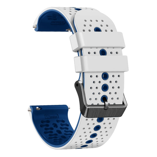 For Xiaomi MI Watch S1 Active 22mm Perforated Two-Color Silicone Watch Band(White+Blue) - Watch Bands by buy2fix | Online Shopping UK | buy2fix