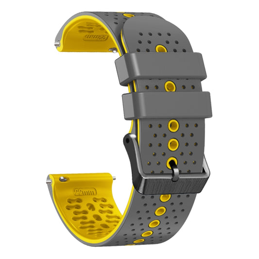 For Xiaomi MI Watch S1 Active 22mm Perforated Two-Color Silicone Watch Band(Grey+Yellow) - Watch Bands by buy2fix | Online Shopping UK | buy2fix