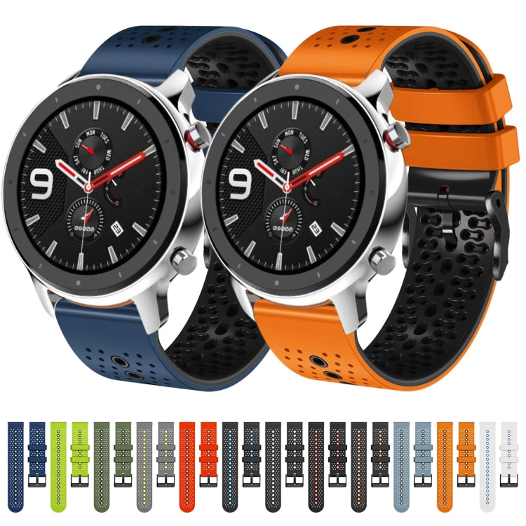 For Amazfit GTR 4 22mm Perforated Two-Color Silicone Watch Band(Black+Red) - Watch Bands by buy2fix | Online Shopping UK | buy2fix