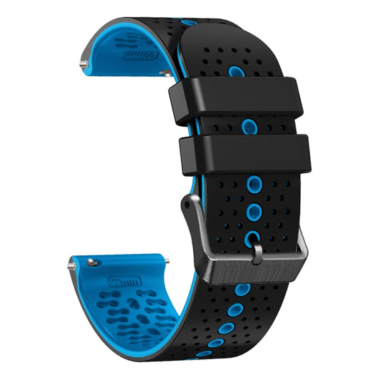 For Amazfit GTR 47mm 22mm Perforated Two-Color Silicone Watch Band(Black+Blue) - Watch Bands by buy2fix | Online Shopping UK | buy2fix