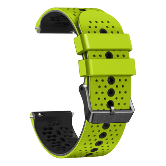 For Amazfit GTR 47mm 22mm Perforated Two-Color Silicone Watch Band(Lime+Black) - Watch Bands by buy2fix | Online Shopping UK | buy2fix