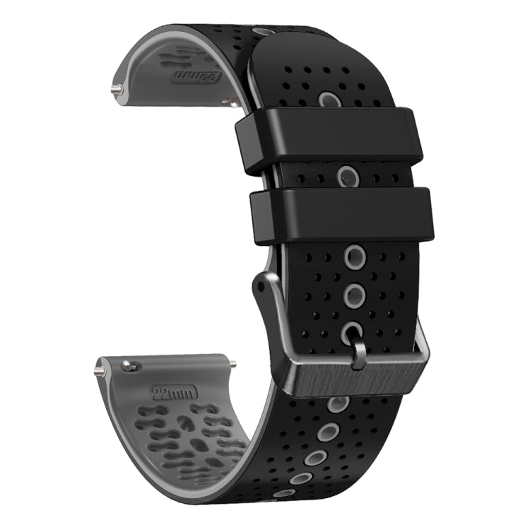 For Huawei Watch GT3 Pro 46mm 22mm Perforated Two-Color Silicone Watch Band(Black+Grey) - Watch Bands by buy2fix | Online Shopping UK | buy2fix