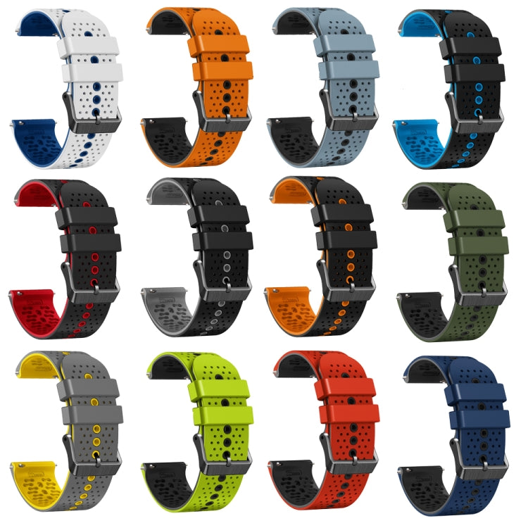 For Huawei Watch GT3 Pro 46mm 22mm Perforated Two-Color Silicone Watch Band(Black+Grey) - Watch Bands by buy2fix | Online Shopping UK | buy2fix