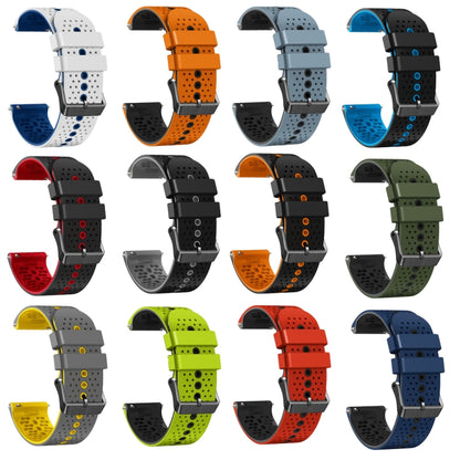 For Huawei Watch GT3 Pro 46mm 22mm Perforated Two-Color Silicone Watch Band(Black+Grey) - Watch Bands by buy2fix | Online Shopping UK | buy2fix