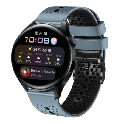 For Huawei Watch 3 22mm Perforated Two-Color Silicone Watch Band(Blue+Grey) by buy2fix
