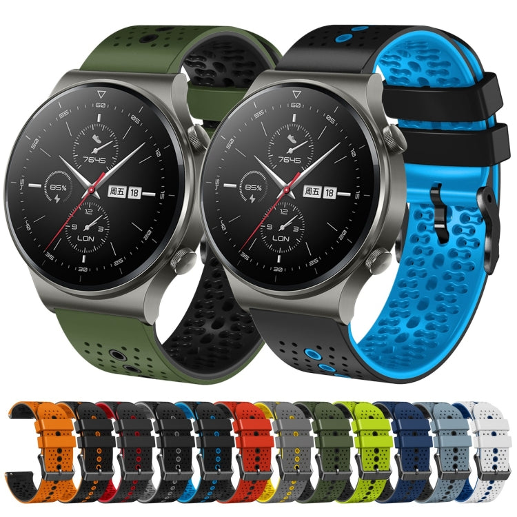 For Huawei GT2 Pro 22mm Perforated Two-Color Silicone Watch Band(Midnight Blue+Black) by buy2fix