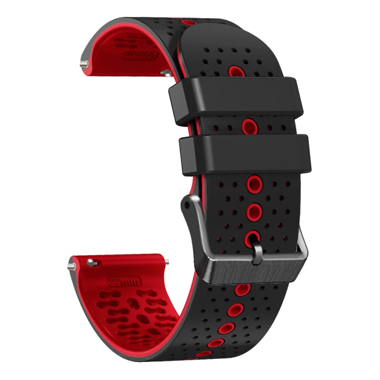 For Honor Magic Watch 2 46mm 22mm Perforated Two-Color Silicone Watch Band(Black+Red) by buy2fix