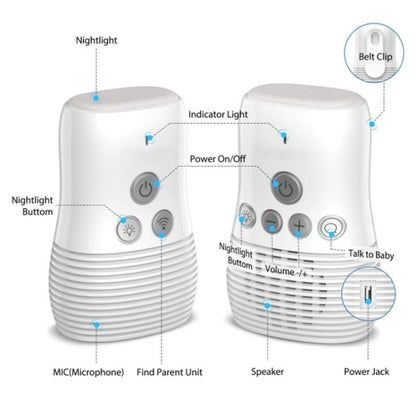 DBM-8 Wireless Audio Two-way Talk Back Baby Monitor, Intercom Sound Alert for Infant(EU Plug) - Baby Monitor by buy2fix | Online Shopping UK | buy2fix