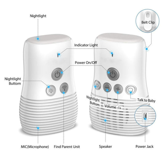 DBM-8 Wireless Audio Two-way Talk Back Baby Monitor, Intercom Sound Alert for Infant(EU Plug) - Baby Monitor by buy2fix | Online Shopping UK | buy2fix