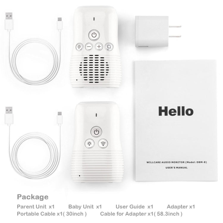 DBM-8 Wireless Audio Two-way Talk Back Baby Monitor, Intercom Sound Alert for Infant(UK Plug) - Baby Monitor by buy2fix | Online Shopping UK | buy2fix