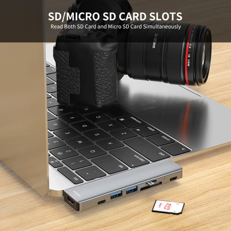 ENKAY Hat-Prince 7 in 2 Type-C to 4K HDMI Docking Station Adapter Hub SD/TF Card Reader by buy2fix