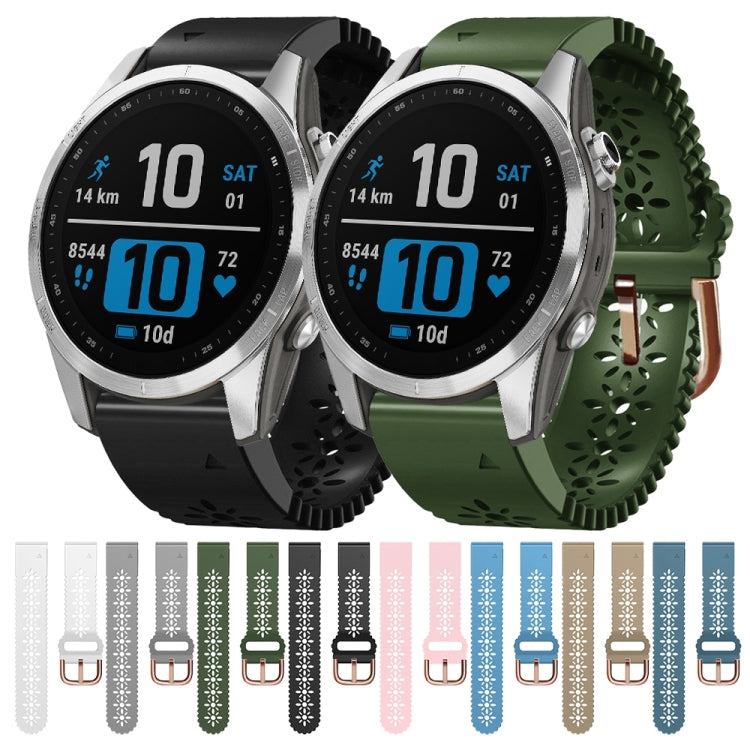 For Garmin Fenix 7S 20mm Lady's Silicone Watch Band With Lace Punch(Pink) - Watch Bands by buy2fix | Online Shopping UK | buy2fix