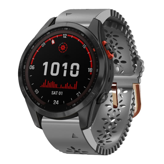For Garmin Fenix 7S Solar 20mm Lady's Silicone Watch Band With Lace Punch(Grey) - Watch Bands by buy2fix | Online Shopping UK | buy2fix